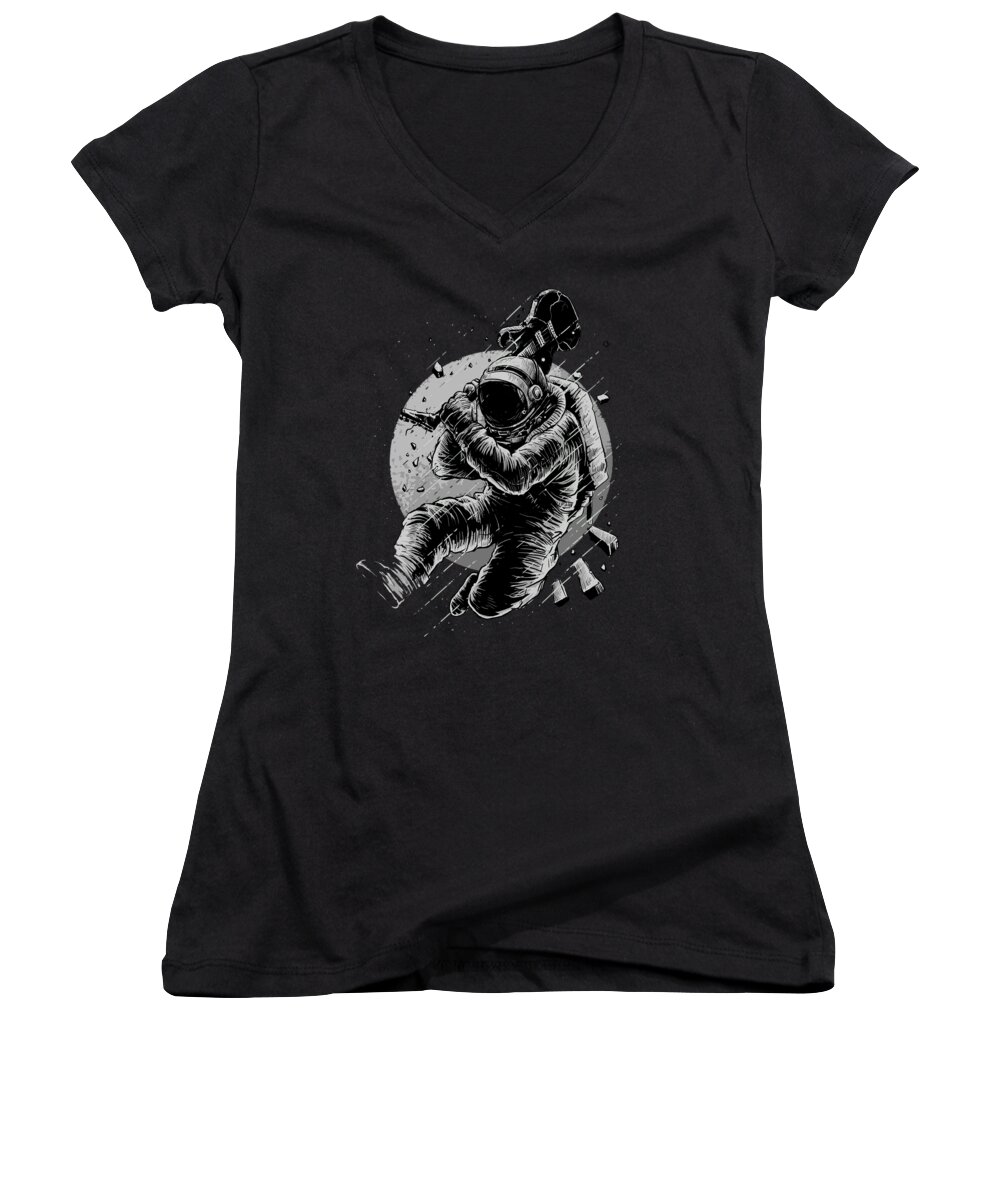 Music Women's V-Neck featuring the digital art No More Space Music by Long Shot