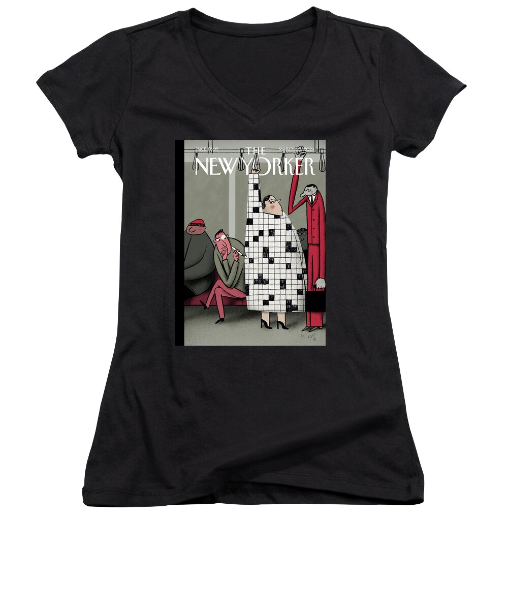 151906 Women's V-Neck featuring the painting On the Grid by Klaas Verplancke