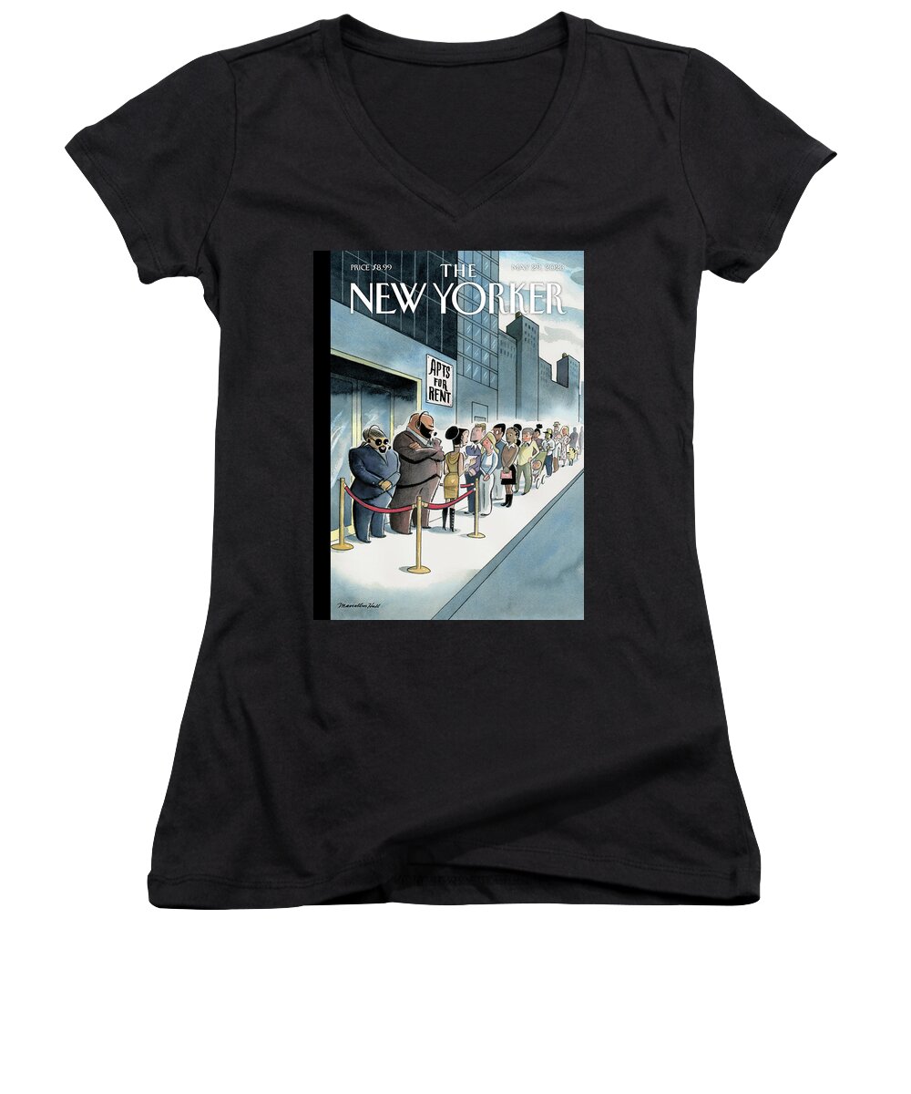 Nyc Women's V-Neck featuring the painting Open House by Marcellus Hall
