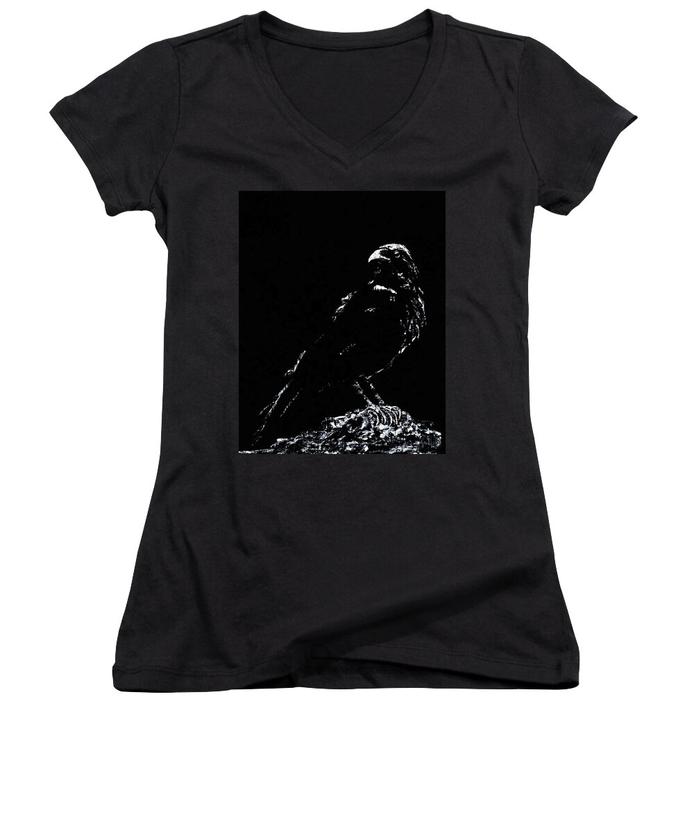 Think Women's V-Neck featuring the painting Ponder by Cindy Johnston