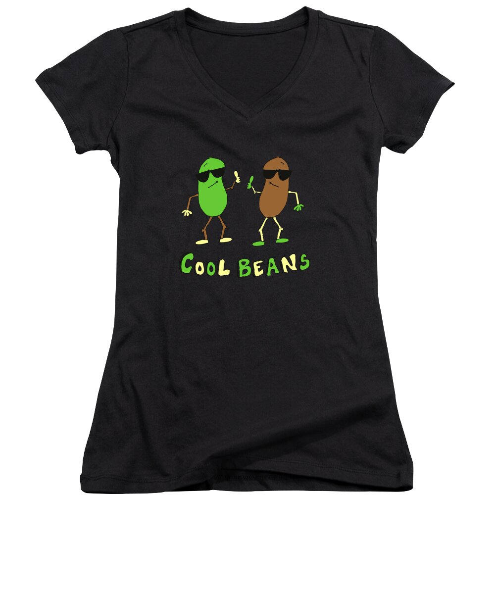 Funny Women's V-Neck featuring the digital art Retro Cool Beans by Flippin Sweet Gear