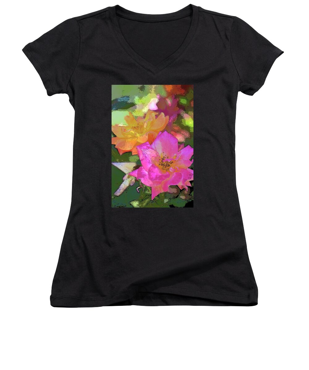 Floral Women's V-Neck featuring the photograph Rose 114 by Pamela Cooper