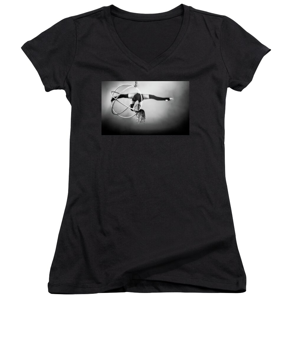 Gymnast Women's V-Neck featuring the photograph Split the Sphere by Monte Arnold