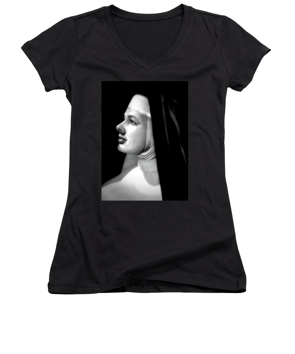 The Bell's Of St. Mary's Women's V-Neck featuring the digital art The Bell's of St. Mary's by Fred Larucci