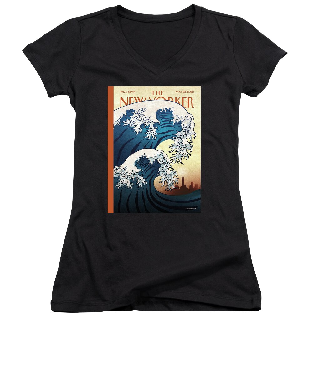 Climate Women's V-Neck featuring the painting The Future Is Here by Birgit Schoessow