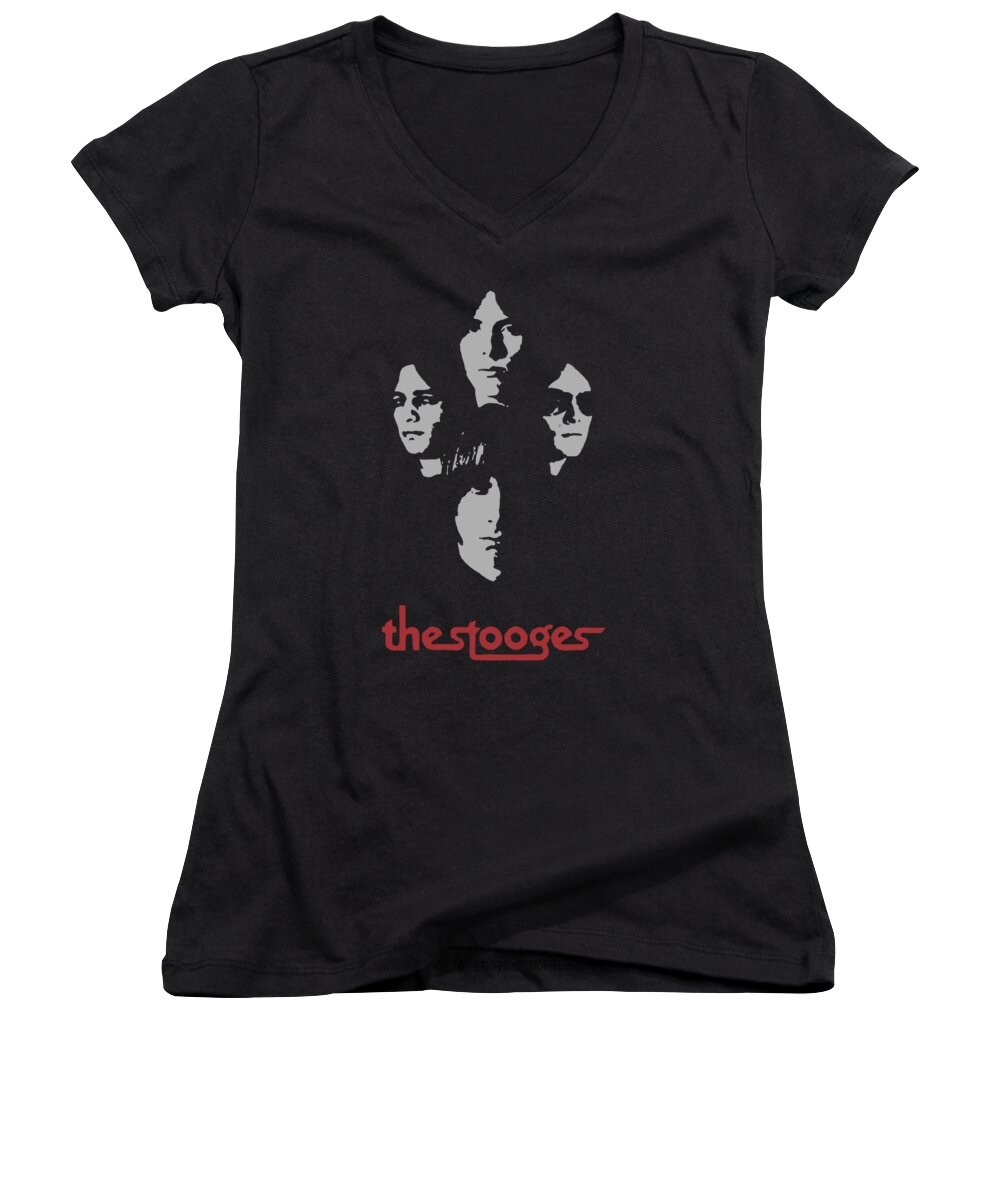 The Stooges Fun House Women's V-Neck featuring the digital art The Stooges by Ann Shank