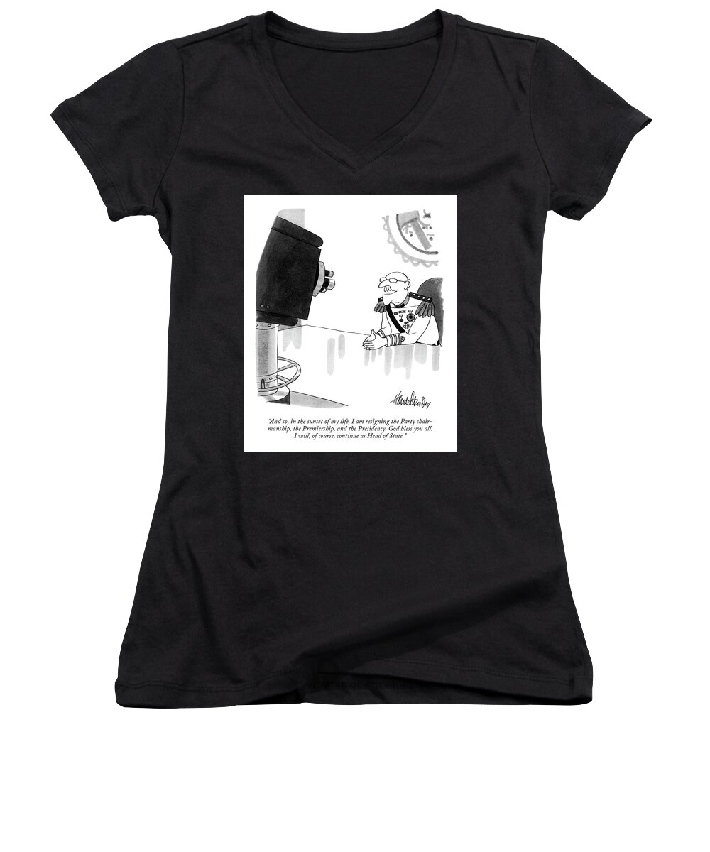  “and So Women's V-Neck featuring the drawing The Sunset of my Life by JB Handelsman