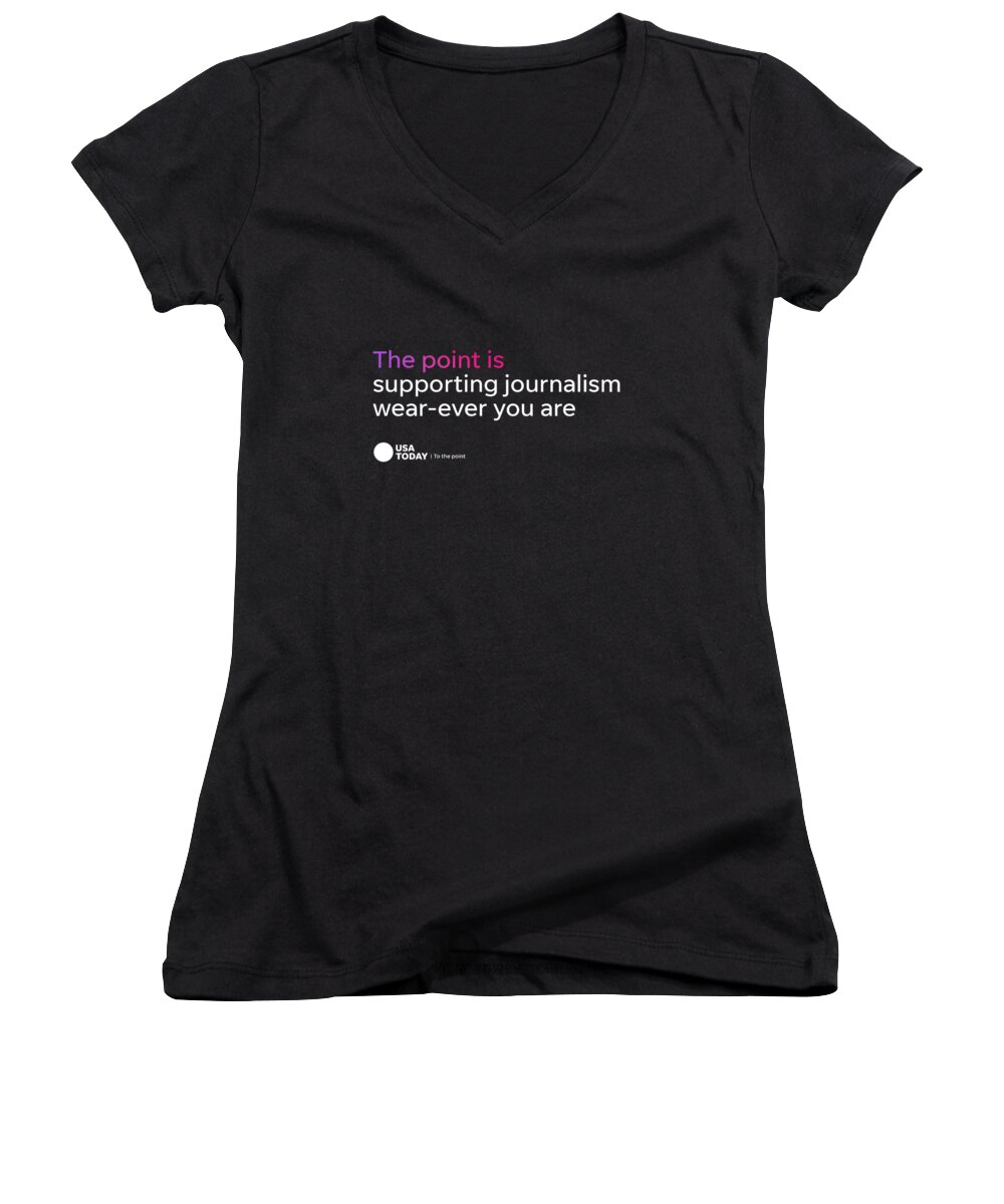 Usa Today Women's V-Neck featuring the digital art USA TODAY The Point - White Logo by Gannett