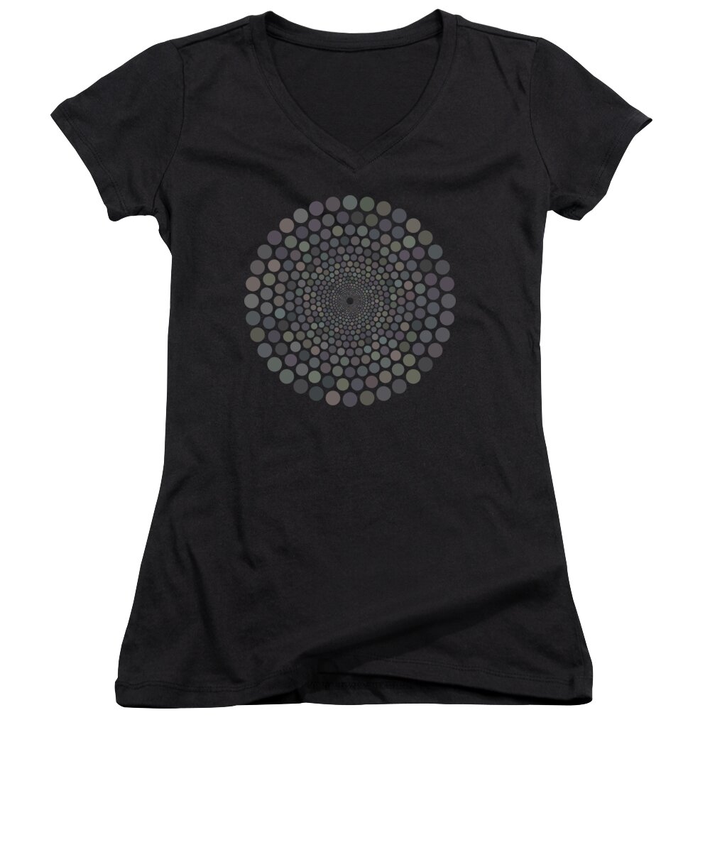  Women's V-Neck featuring the painting Vortex Circle - Gray by Hailey E Herrera