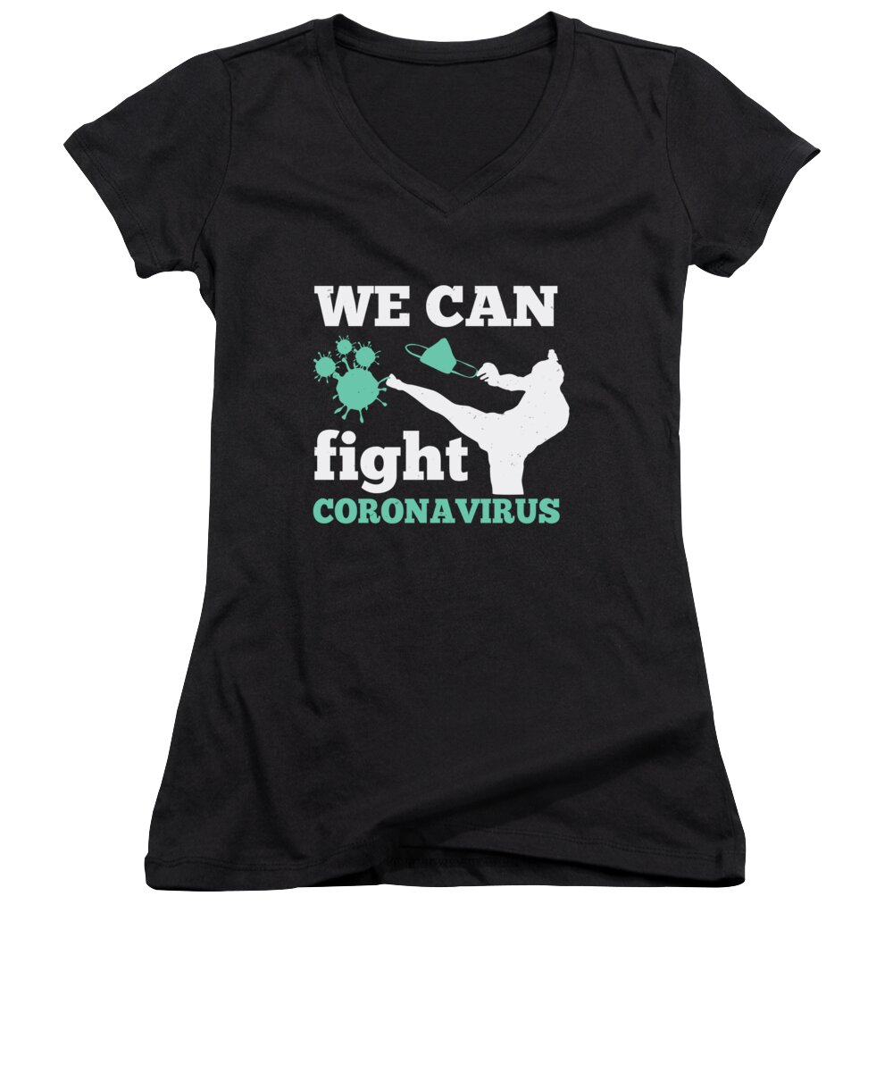 Sarcastic Women's V-Neck featuring the digital art We can fight coronavirus by Jacob Zelazny