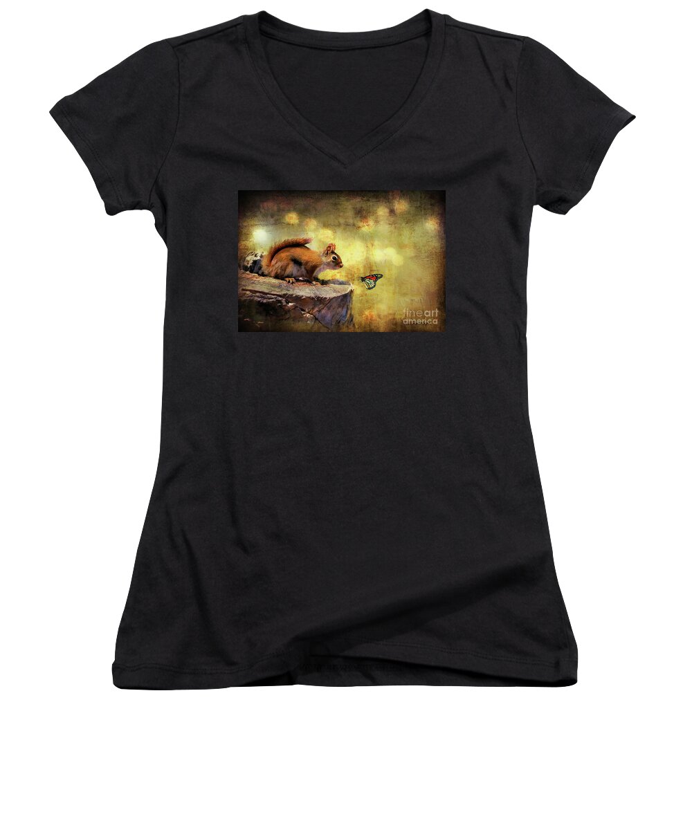 Wildlife Women's V-Neck featuring the photograph Woodland Wonder by Lois Bryan