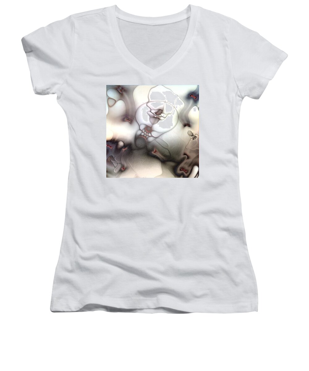 Abstract Women's V-Neck featuring the digital art Ceaseless Vicissitude #1 by Casey Kotas