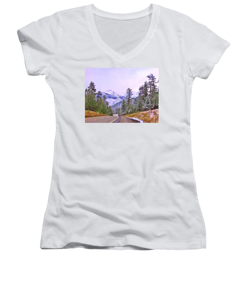 Sky Women's V-Neck featuring the photograph Sierra Storm by Marilyn Diaz
