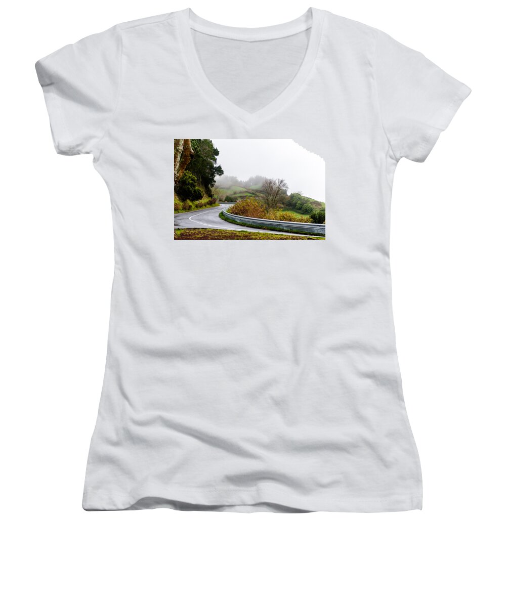 Art Women's V-Neck featuring the photograph The Winding Road #1 by Joseph Amaral