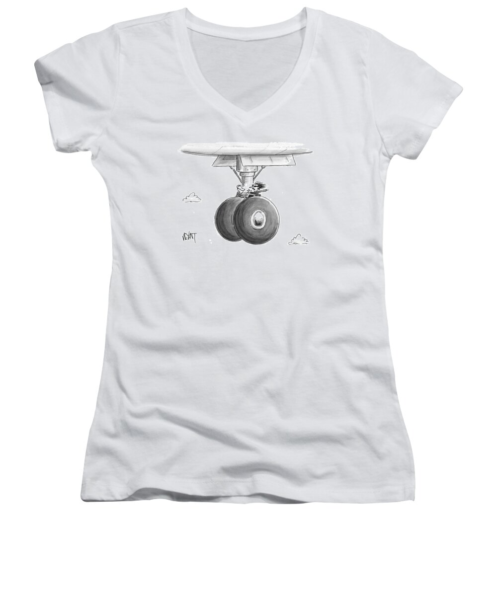 Airplanes Women's V-Neck featuring the drawing Two Passengers #1 by Christopher Weyant