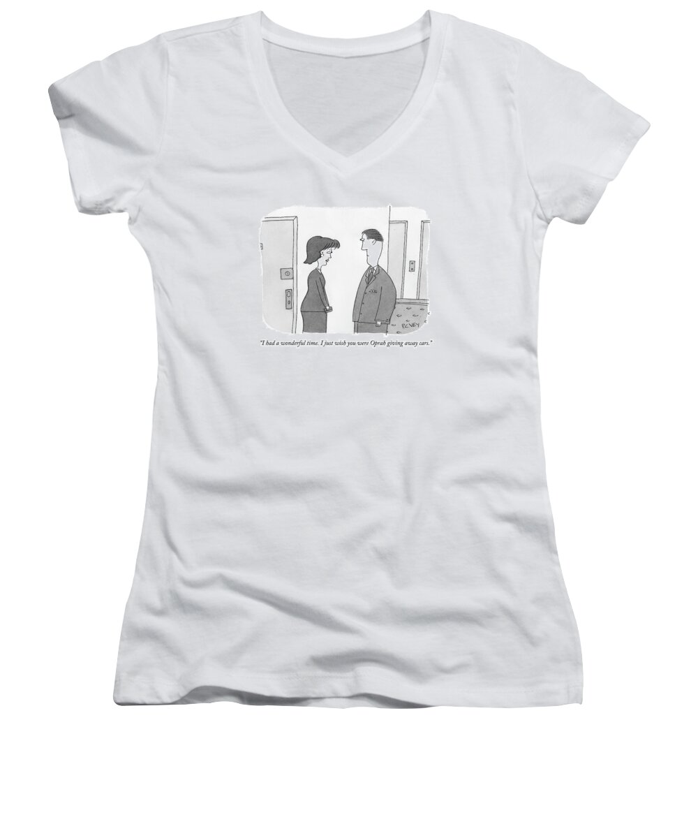 Gift Women's V-Neck featuring the drawing I Had A Wonderful Time. I Just Wish by Peter C. Vey