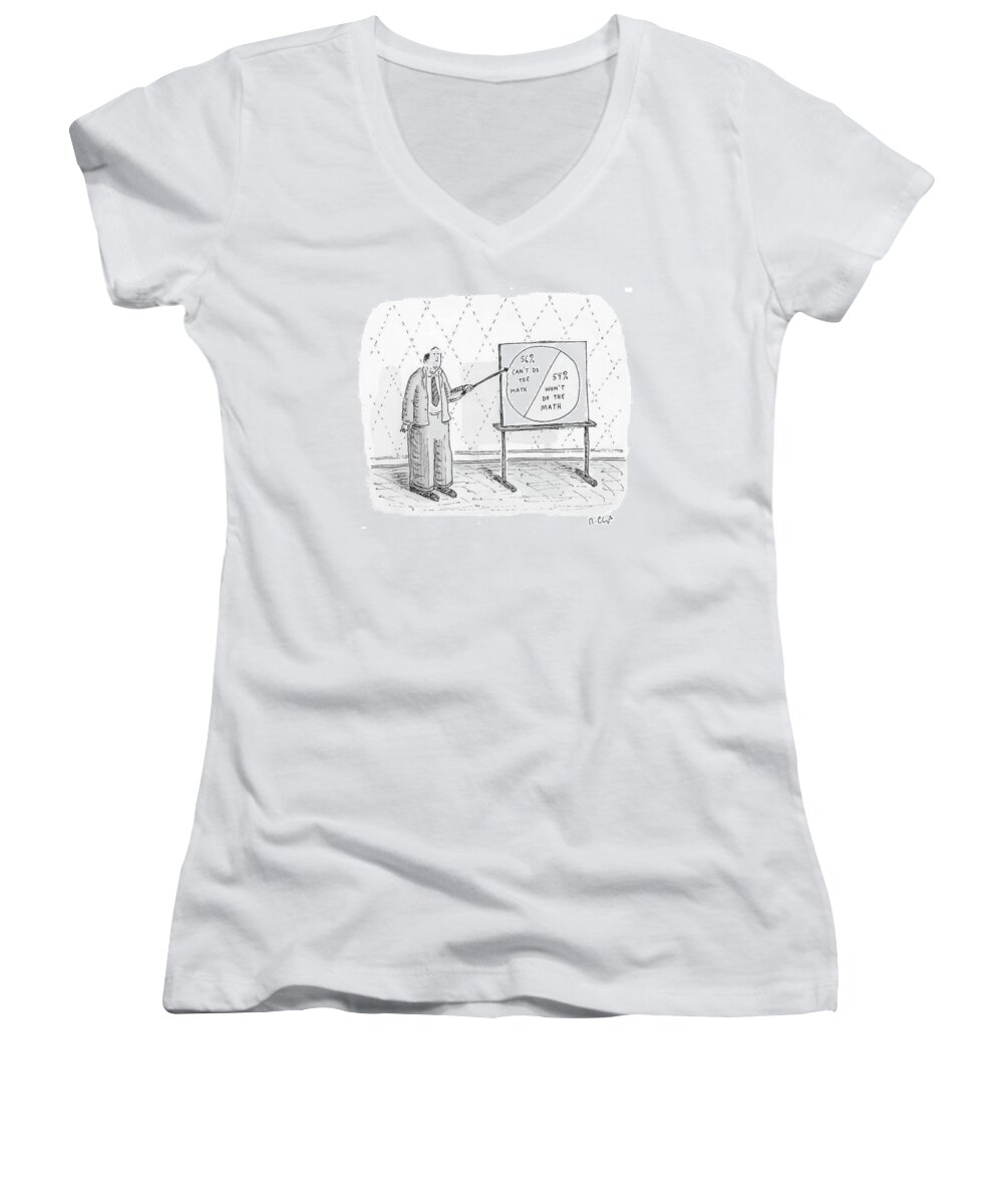 Math Women's V-Neck featuring the drawing New Yorker November 5th, 2007 by Roz Chast