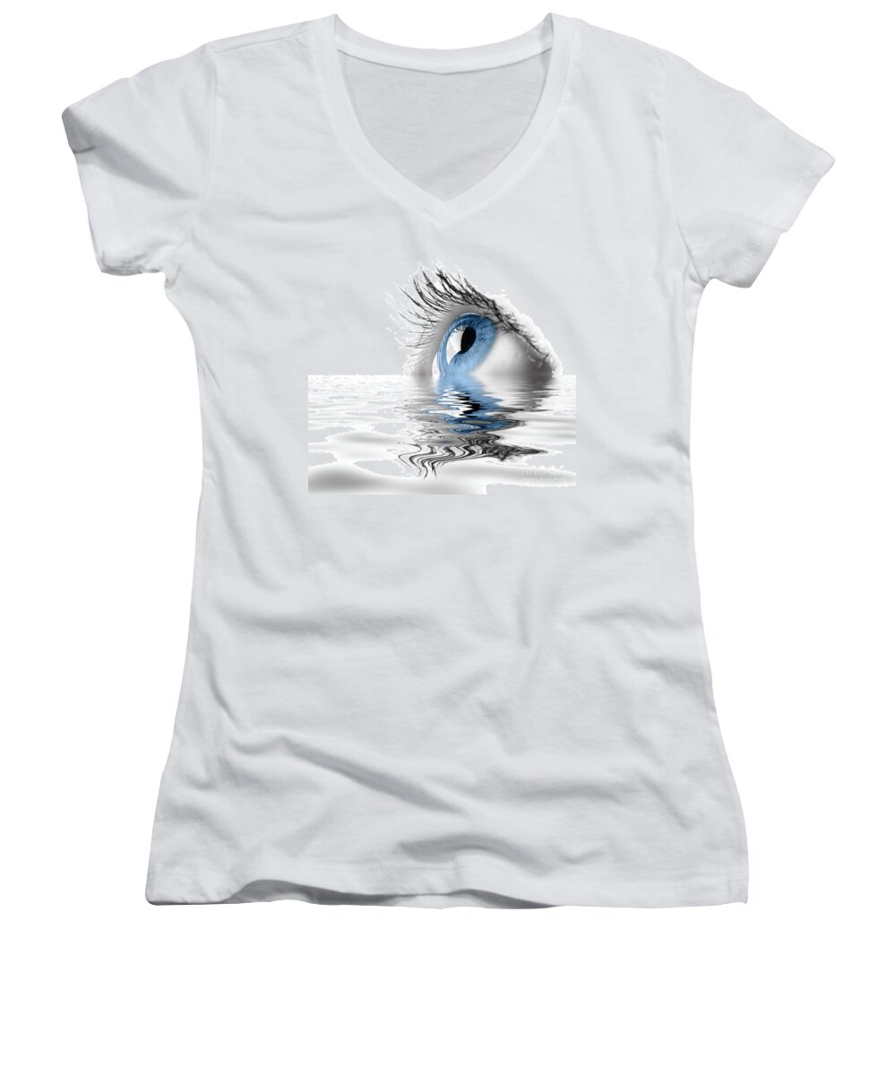 Eye Women's V-Neck featuring the photograph Blue Eye #2 by Maxim Images Exquisite Prints