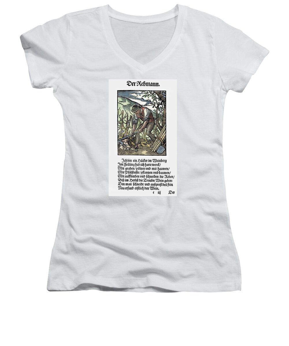 1568 Women's V-Neck featuring the painting Vinegrower, 1568 #2 by Granger