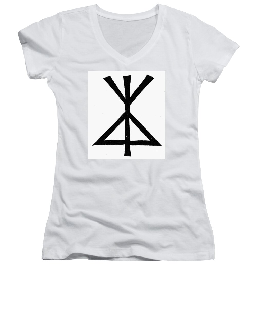 Christianity Women's V-Neck featuring the painting Symbols Holy Trinity #3 by Granger