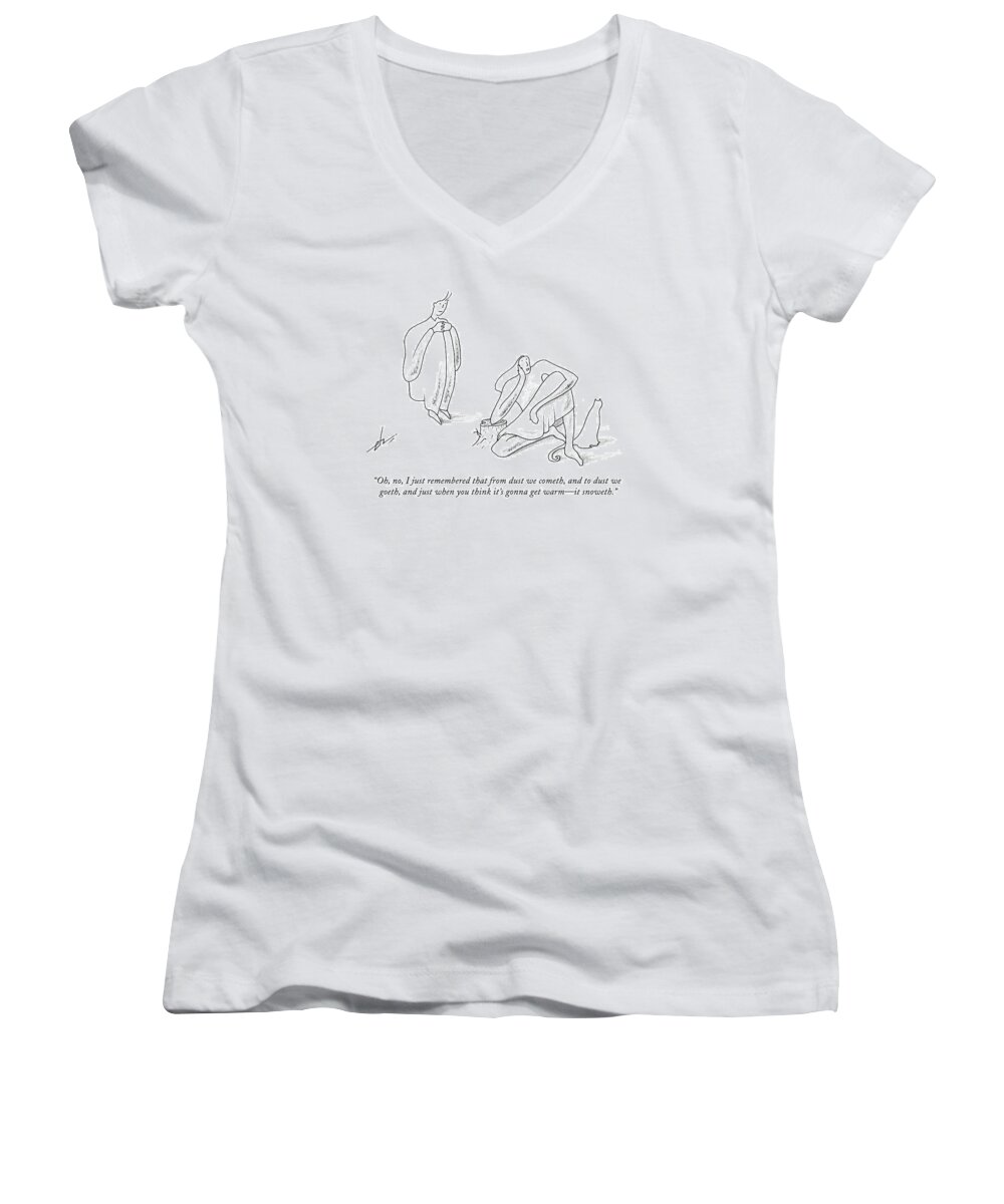 Bible Women's V-Neck featuring the drawing Oh, No, I Just Remembered That From Dust by Erik Hilgerdt