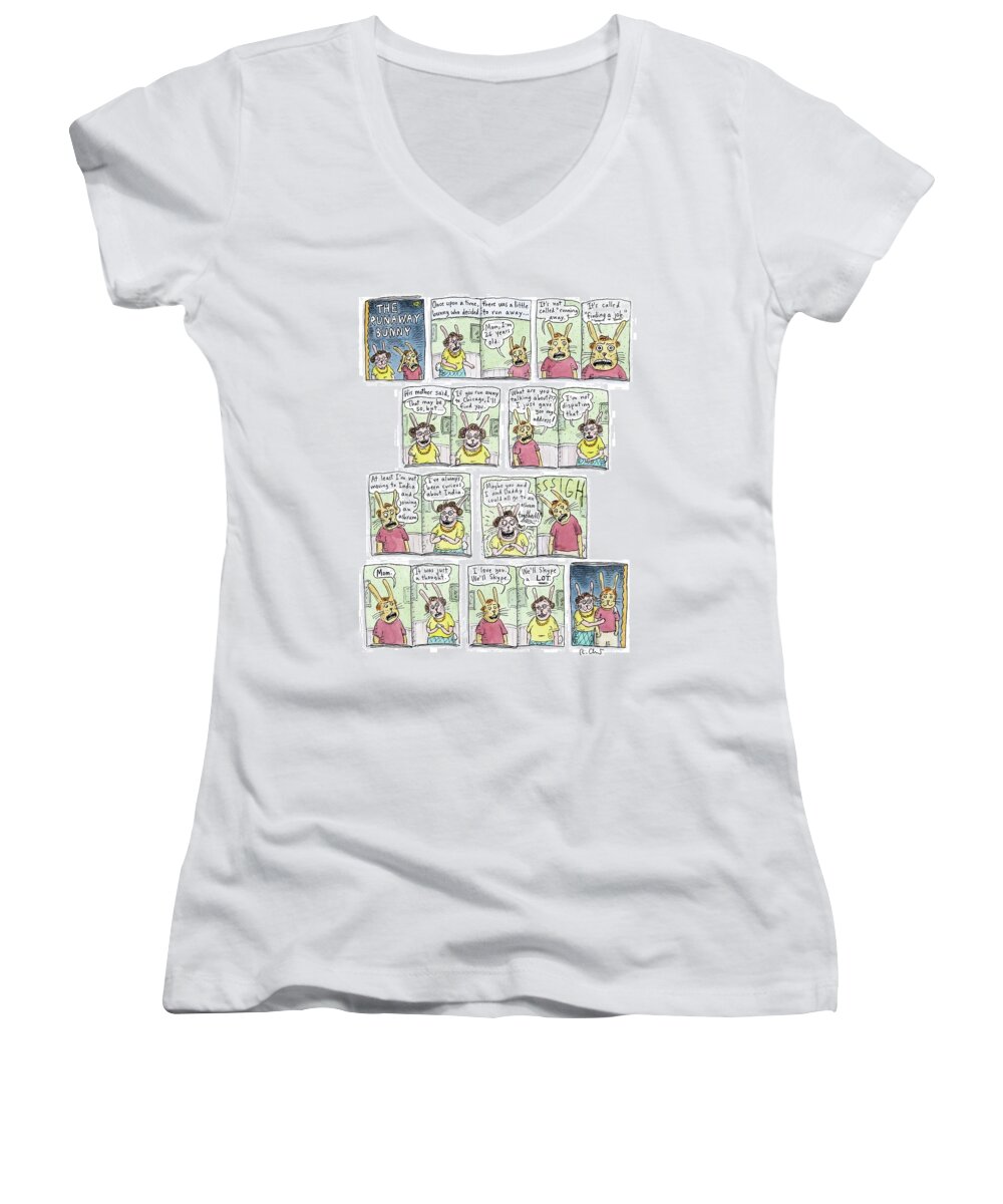 Children's Books Women's V-Neck featuring the drawing The Runaway Bunny by Roz Chast