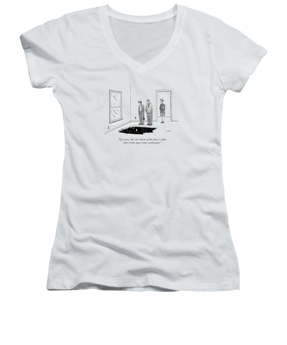 Real Estate Women's V-Neck featuring the drawing Of Course, The Real Charm Of The Place Is That by Tom Cheney