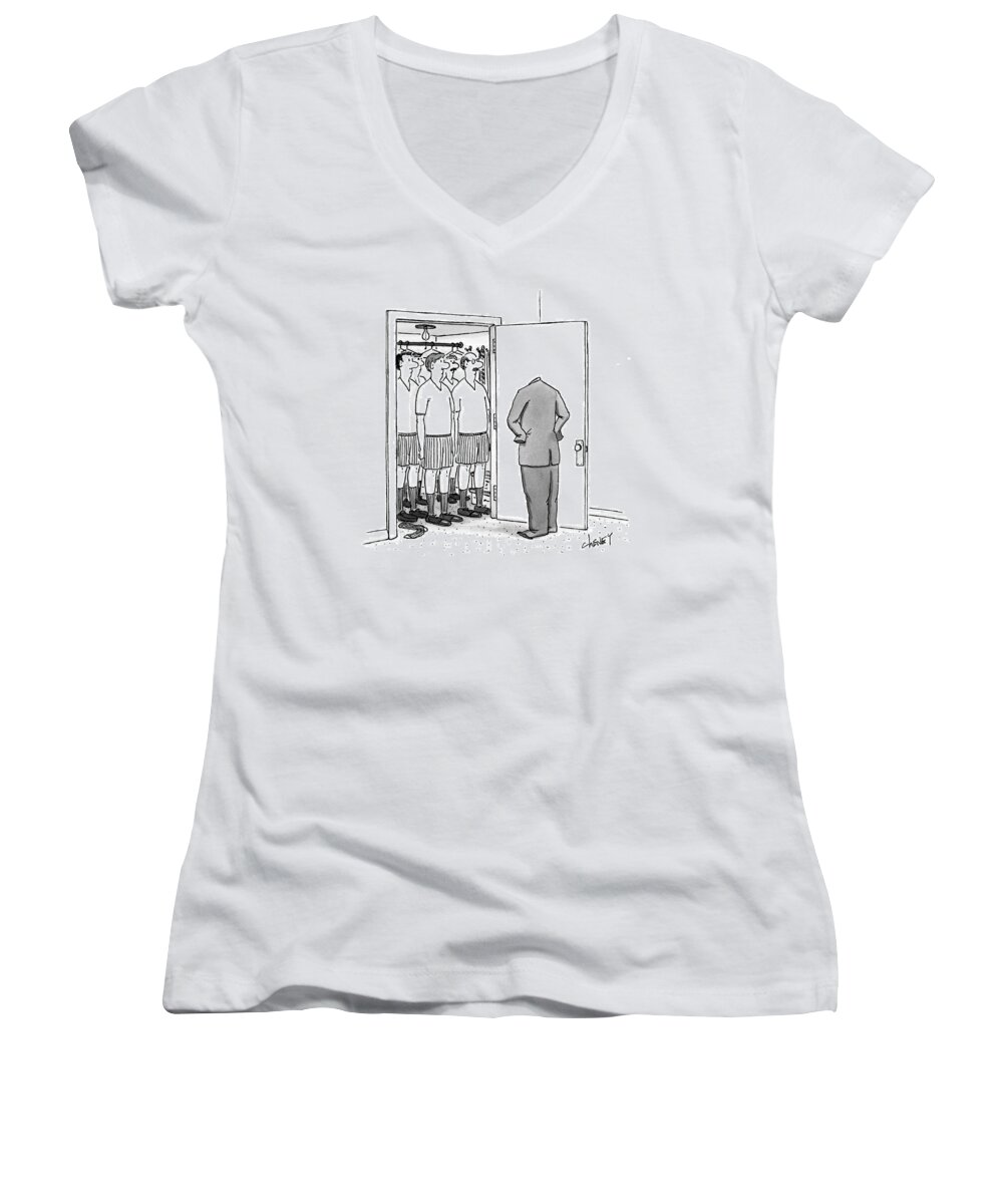 Men's Clothing Women's V-Neck featuring the drawing New Yorker March 20th, 2000 by Tom Cheney