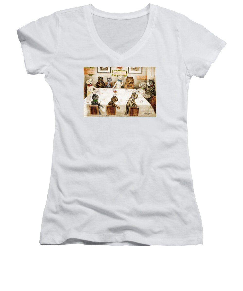 Holiday Women's V-Neck featuring the photograph A Christmas Catastrophe 1906 by Photo Researchers