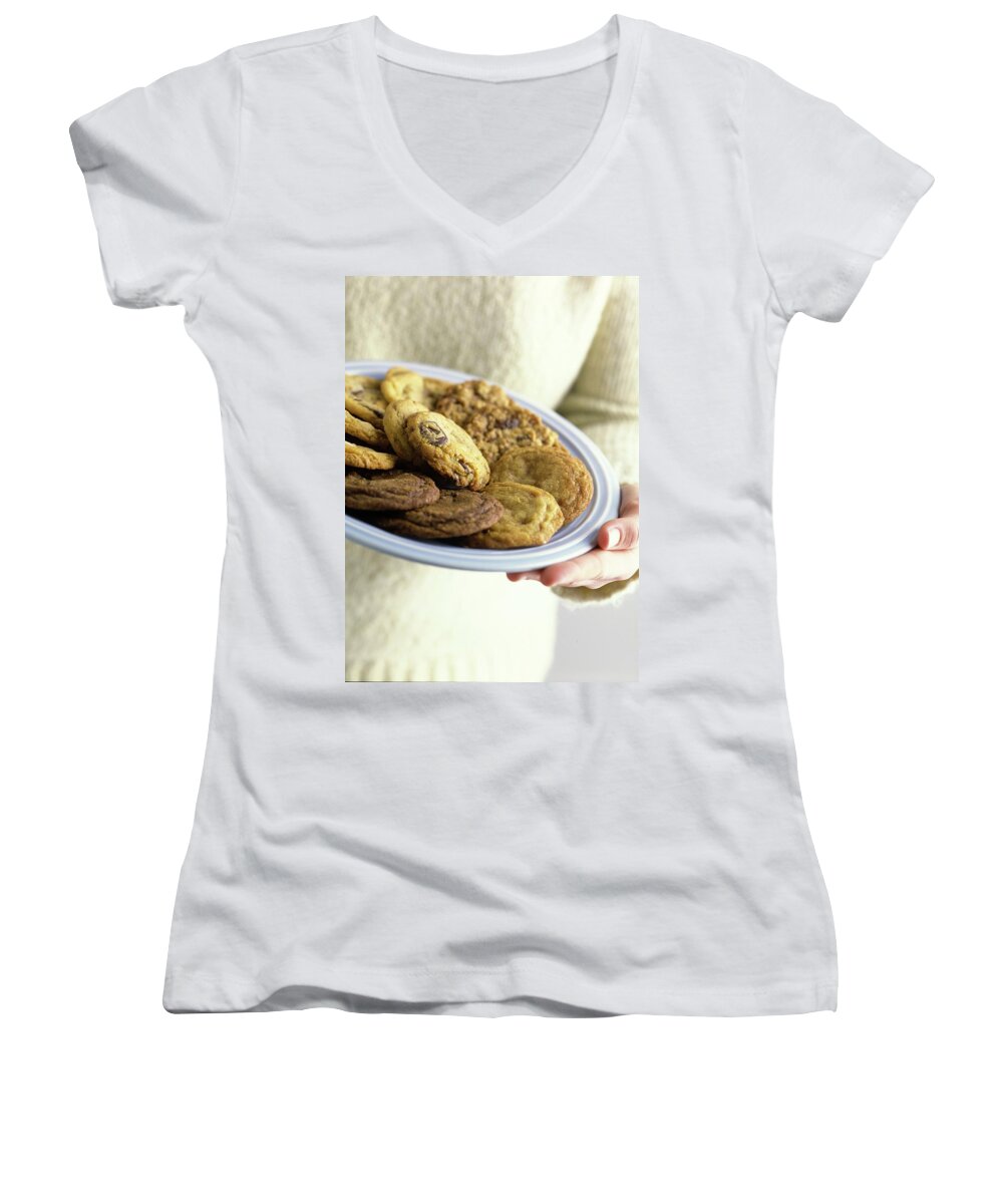 Cooking Women's V-Neck featuring the photograph A Plate Of Cookies by Romulo Yanes
