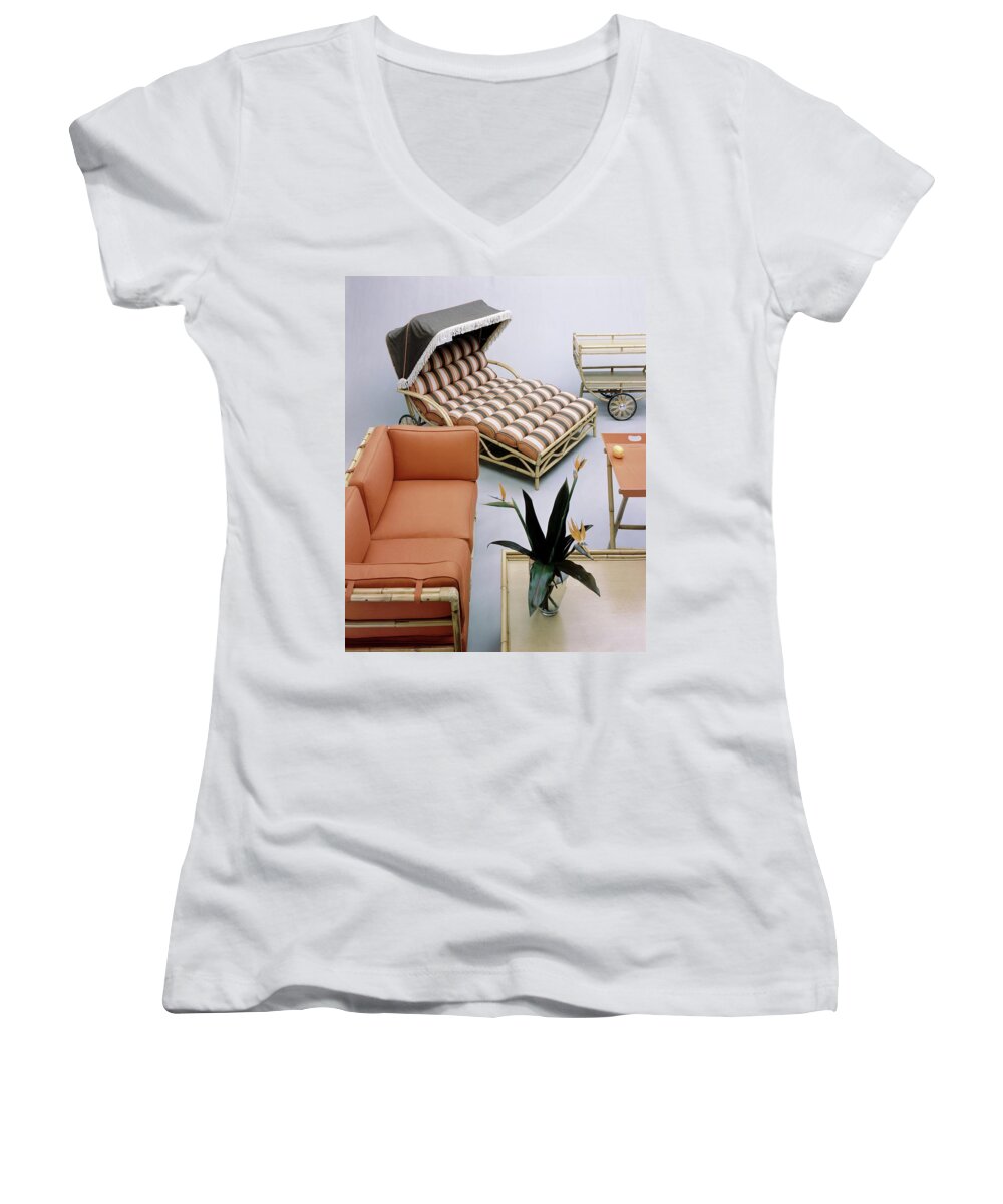 Furniture Women's V-Neck featuring the photograph A Studio Shot Of Furniture by Haanel Cassidy