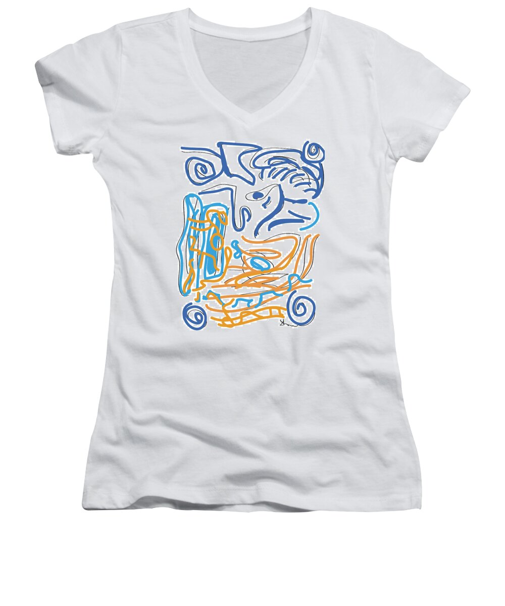 Abstract Women's V-Neck featuring the digital art Abstract Digital by Shea Holliman