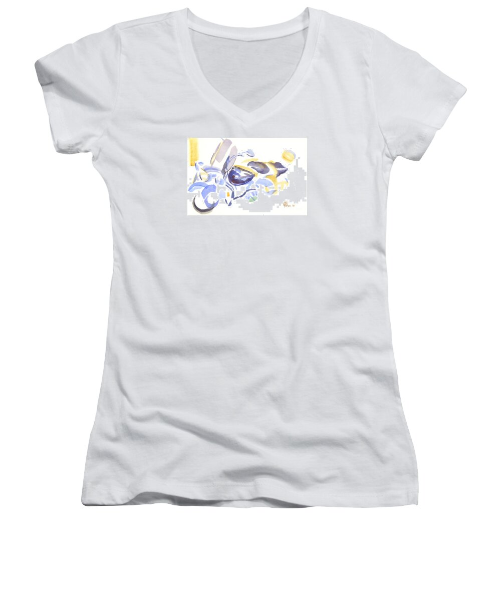 Abstract Motorcycle Women's V-Neck featuring the painting Abstract Motorcycle by Kip DeVore