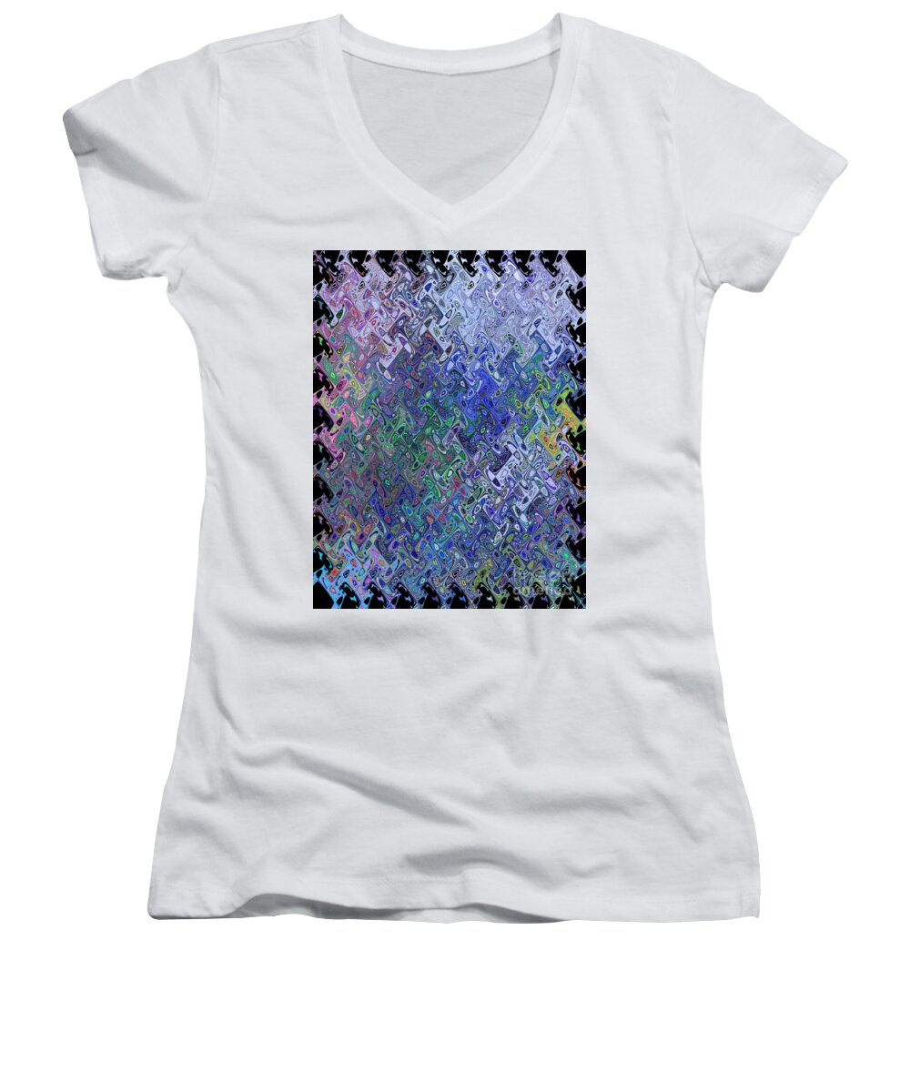 Abstract Women's V-Neck featuring the painting Abstract Reflections by Robyn King