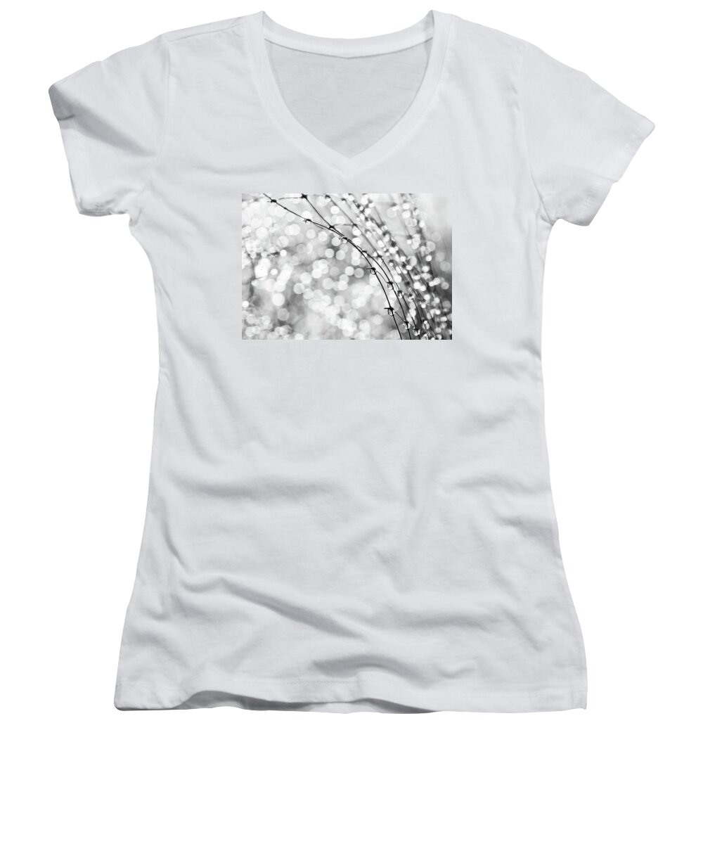 Macro Women's V-Neck featuring the photograph After The Rain by Theresa Tahara