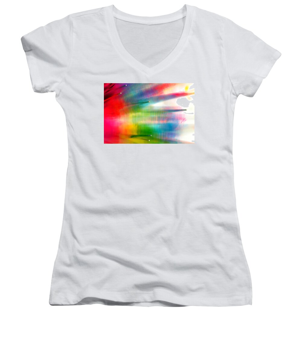 Abstract Women's V-Neck featuring the photograph Age of Aquarius by Dazzle Zazz