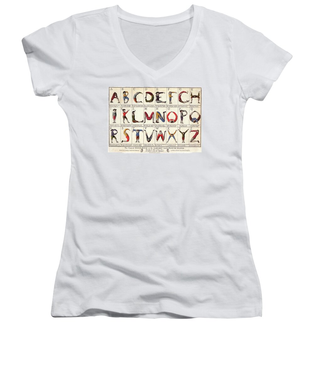 1782 Women's V-Neck featuring the painting Alphabet, 1782 by Granger