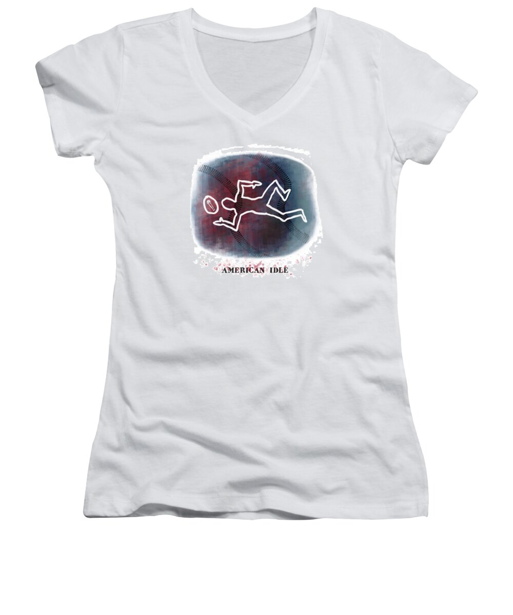American Women's V-Neck featuring the digital art American Idle by Mark Armstrong