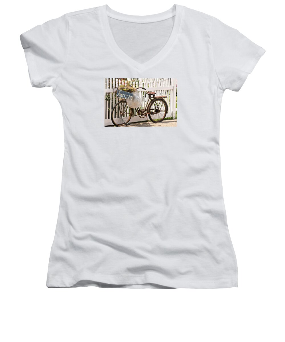 Bicycle Women's V-Neck featuring the photograph Americana by Art Block Collections