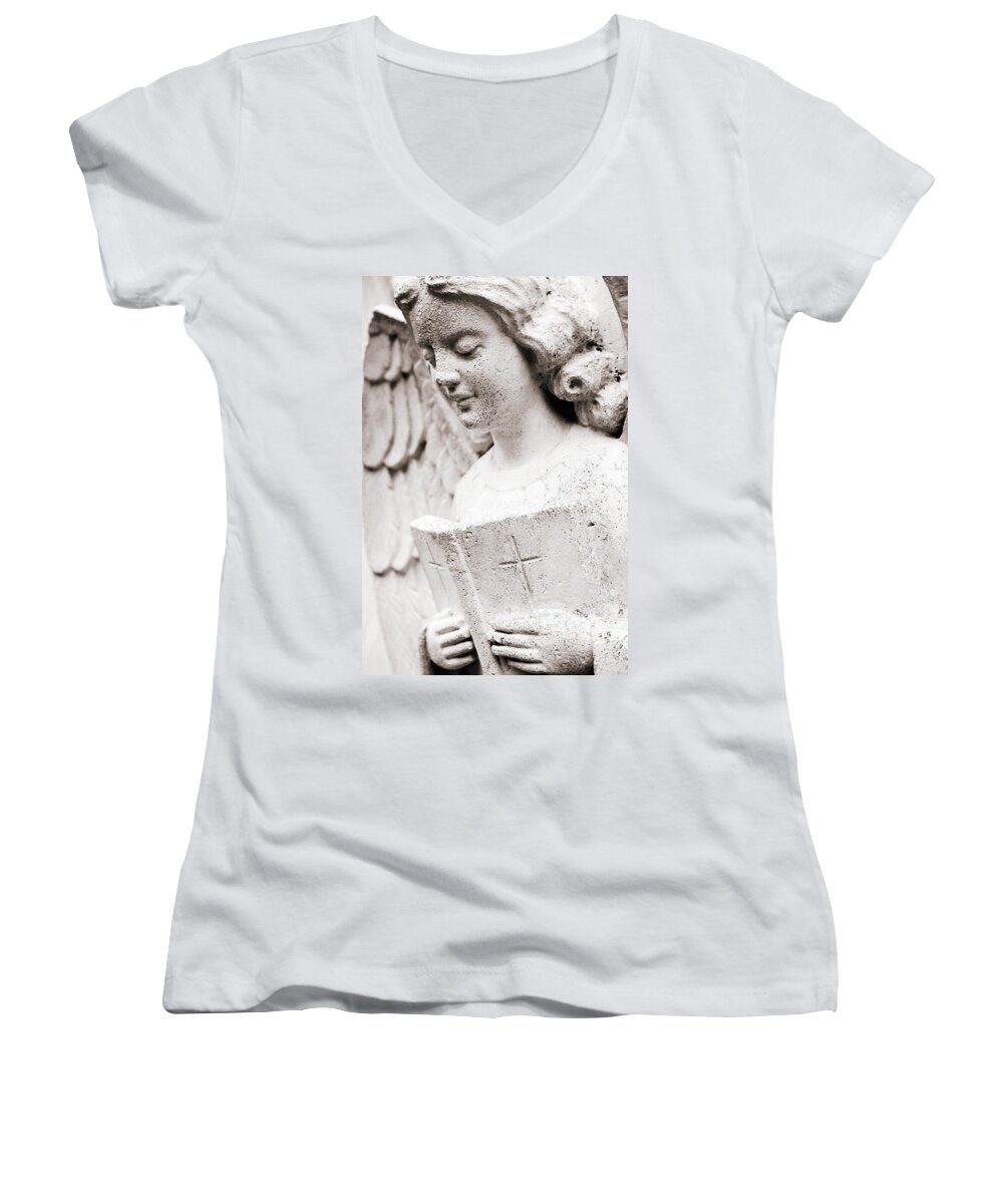 Angel Women's V-Neck featuring the photograph Angels Prayers and Miracles by Trish Mistric