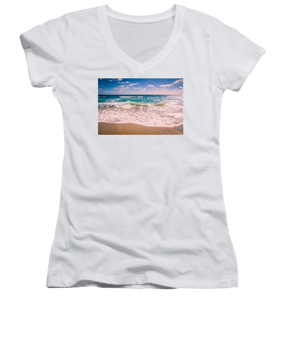 Atlantic Women's V-Neck featuring the photograph Atlantic Ocean in the Morning by Anthony Doudt
