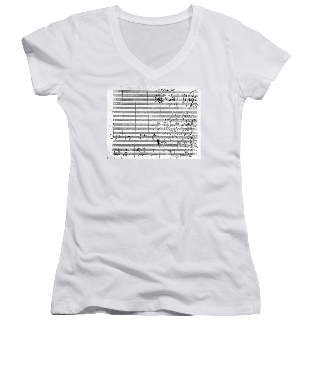19th Century Women's V-Neck featuring the painting Ninth Symphony by Ludwig van Beethoven