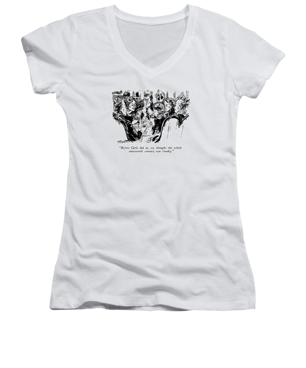 History Women's V-Neck featuring the drawing Before Carlo by William Hamilton