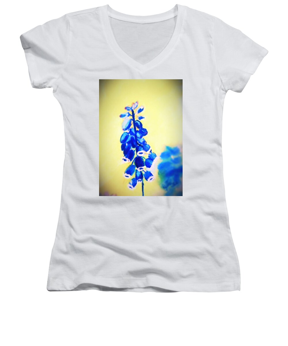 Flowers Women's V-Neck featuring the pastel Bluebells by Renee Michelle Wenker