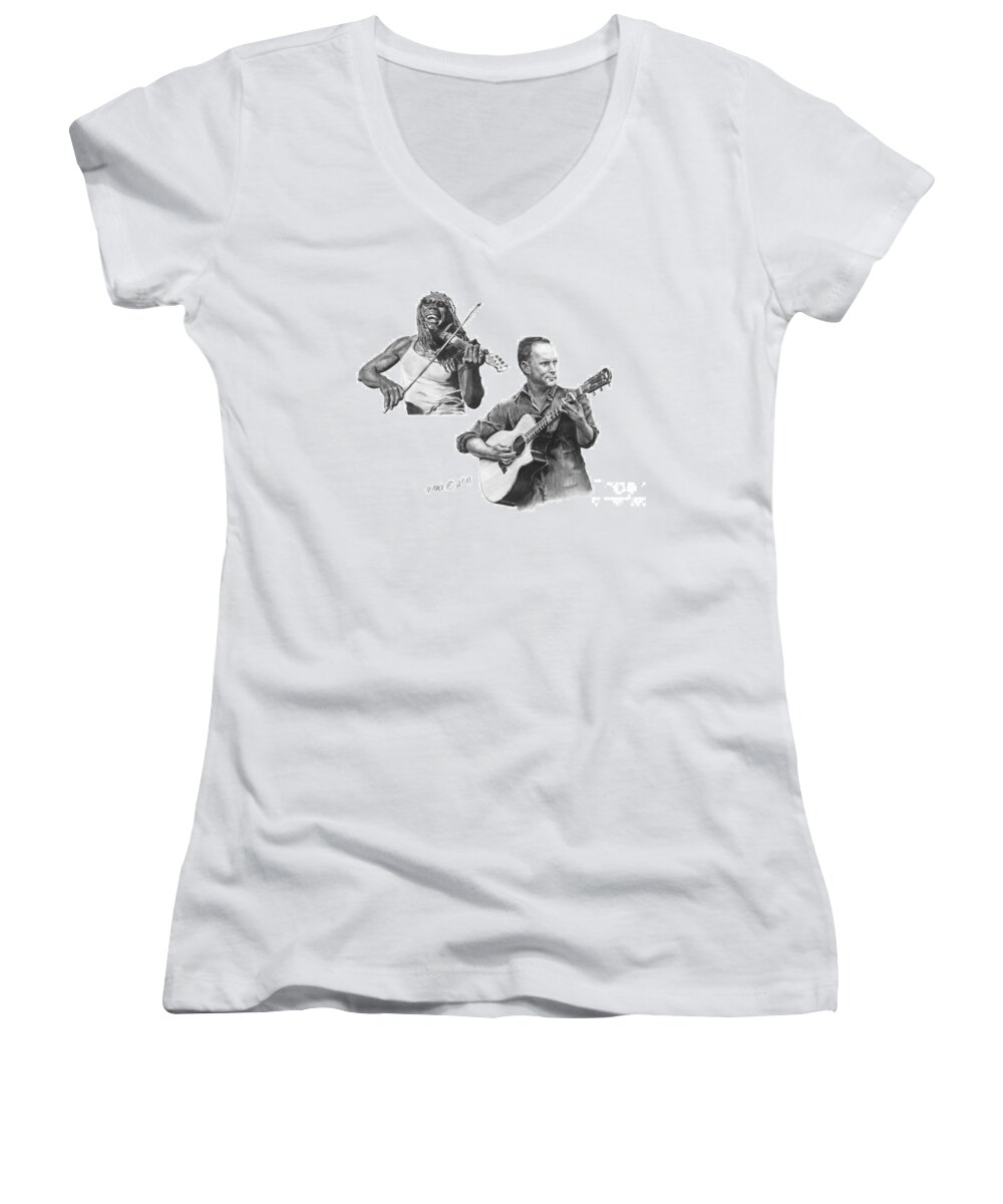 Man Women's V-Neck featuring the drawing Boyd and Dave by Marianne NANA Betts