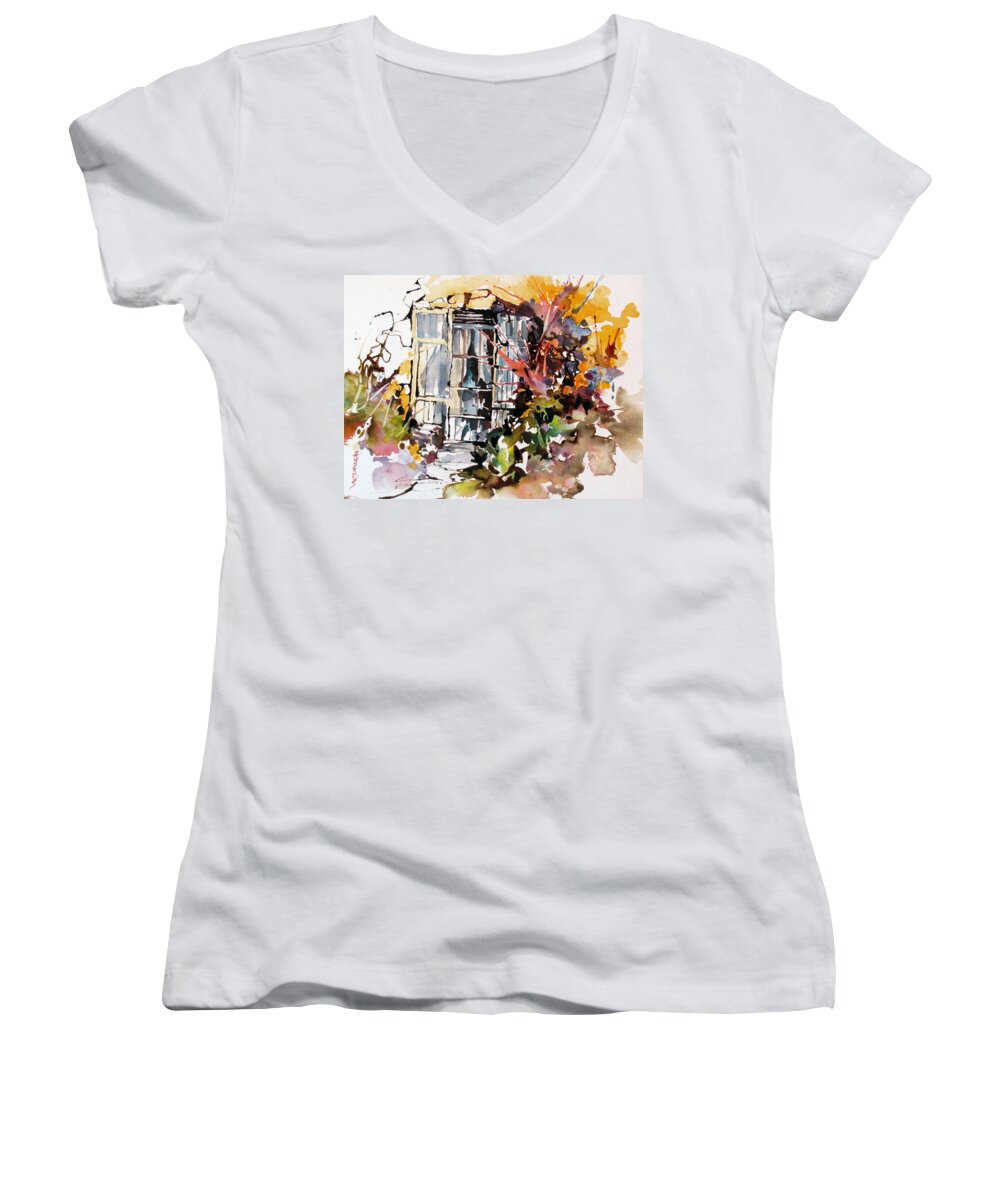 Vines Women's V-Neck featuring the painting Brambles by Rae Andrews