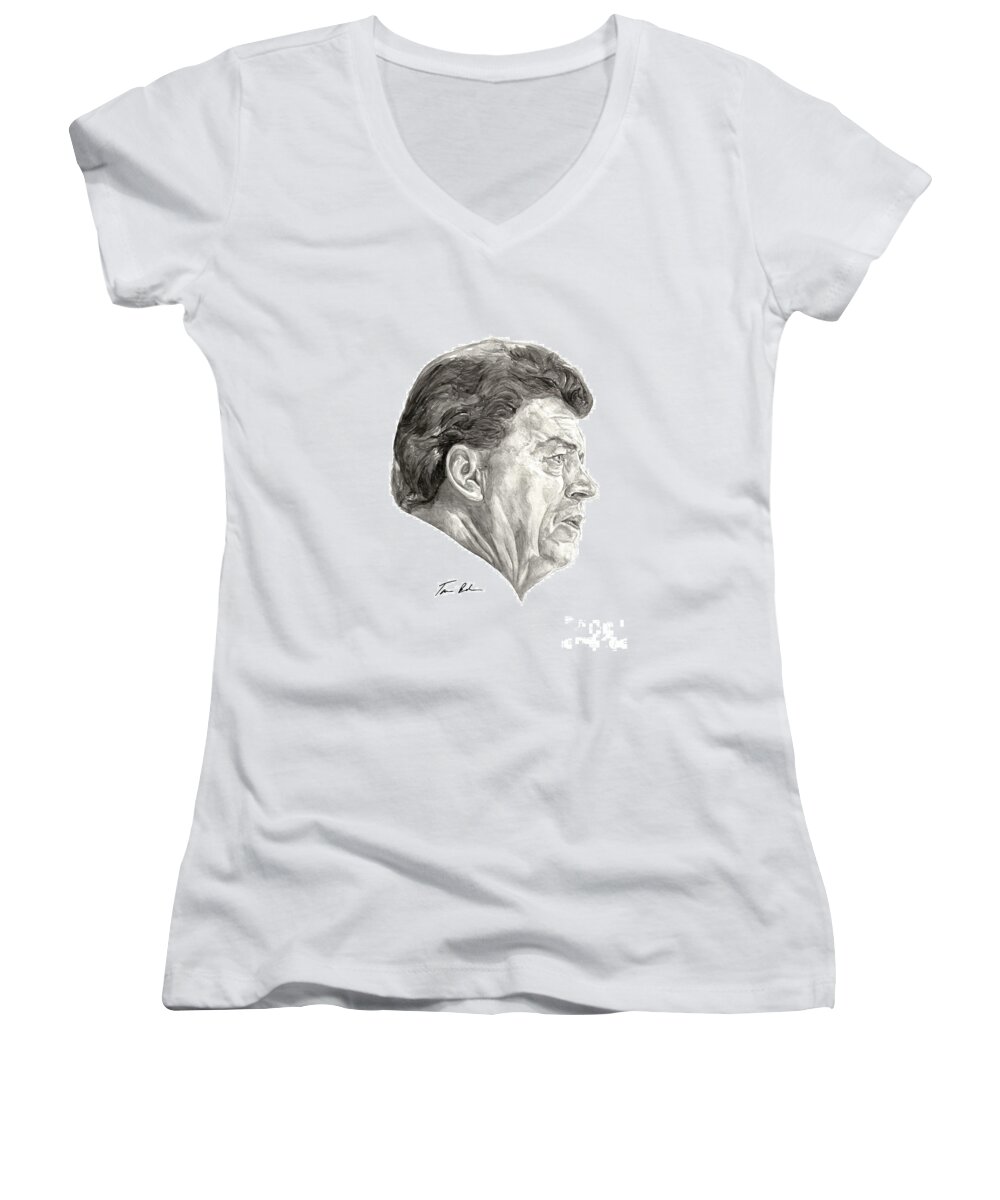 Coach Chuck Daly Women's V-Neck featuring the painting Coach by Tamir Barkan