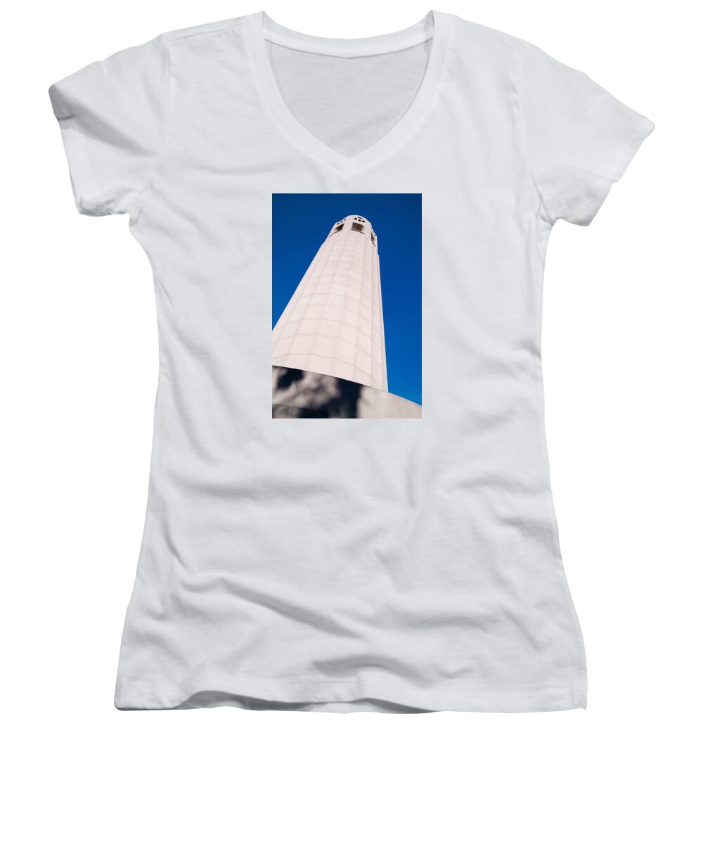 Coit Tower Women's V-Neck featuring the photograph Coit Tower San Francisco by David Smith
