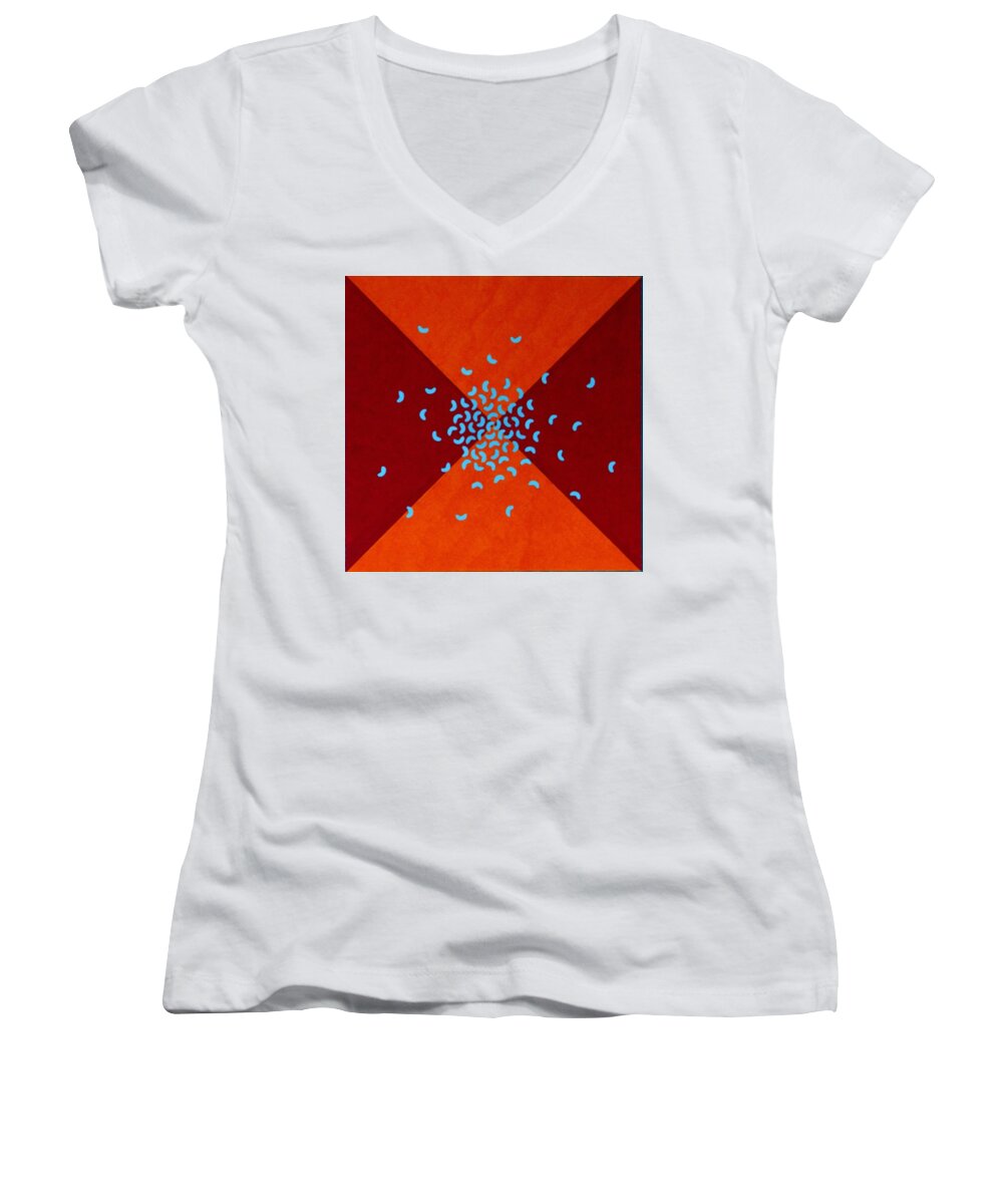 Abstract Women's V-Neck featuring the painting Cool Beans 3 by Thomas Gronowski
