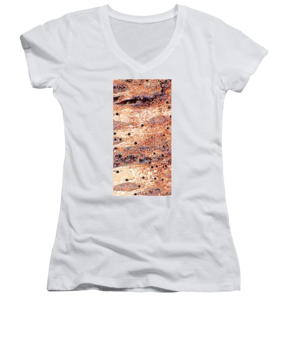 Abstract Women's V-Neck featuring the photograph Copper Lake 2 by Stephanie Grant